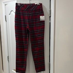 Jules & Leopold S Red black Plaid Pants elastic waist pullon style stretchy nwt
